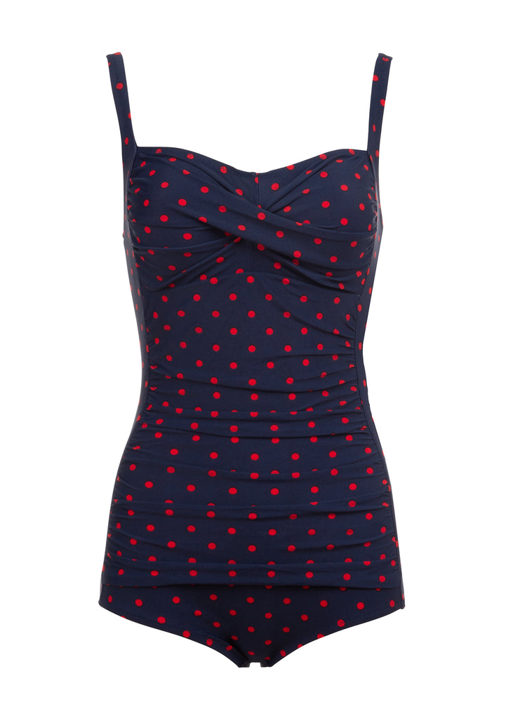 Roter Pünktchen Badeanzug 