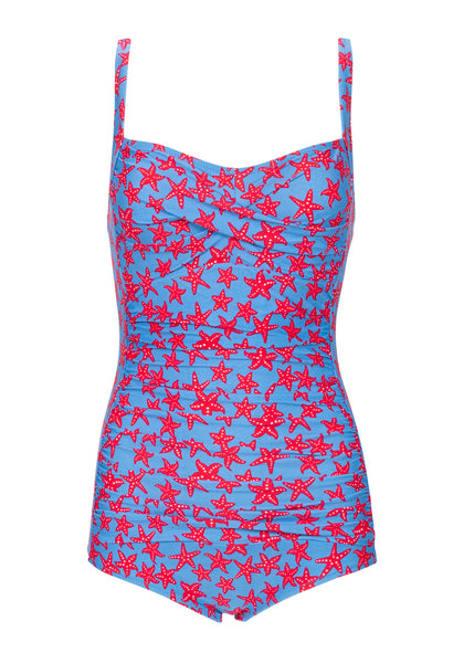 Hellblauer Retro Damen Badeanzug 