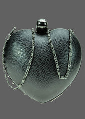Schwarze "Anarchy Heart" Herz Tasche mit Totenkopf und schwarzen Nieten