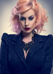 Viktorianische Blumen Gothik Choker aus schwarzer Spitze