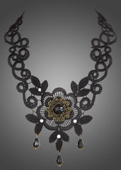Viktorianische Blumen Gothik Choker aus schwarzer Spitze