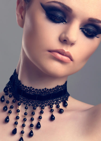 Schwarze Choker Kette aus Spitze