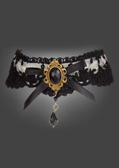 Viktorianische Spitzen Gothik Choker Kette aus schwarzer Spitze