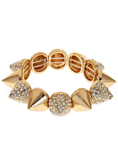 Trendiges goldfarbenes Spike Armband mit Glitzersteinen