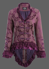 Viktorianische lila Gothik Jacke mit Spitze und Verzierungen