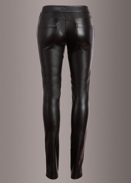 Schwarze Rockstar Leder Hose mit Schnürung von Punk Rave