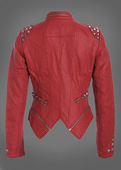 Rote Damen Kunstlederjacke
