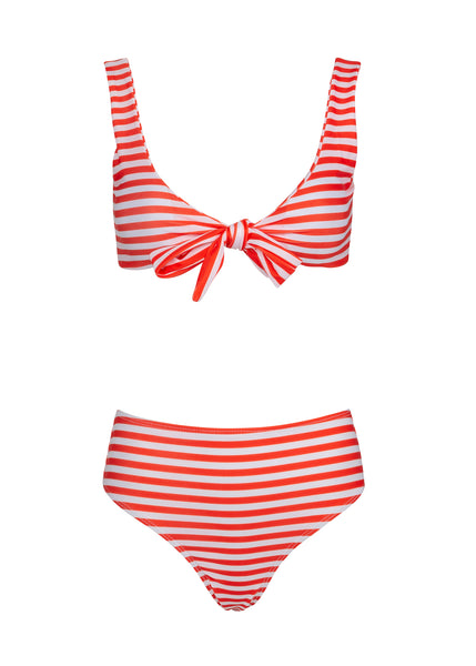 Rot weiß gestreifter Damen Bikini