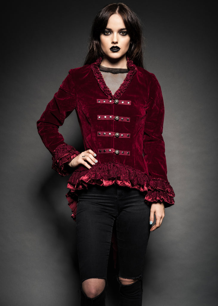 Rote Gothic Samtjacke