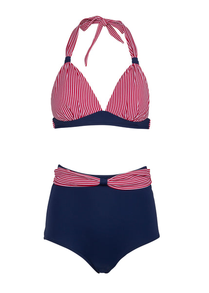 Damen Matrosen Bikini mit hoher Taille