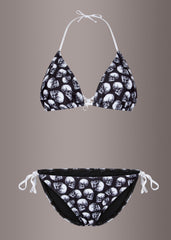 Schwarzer Totenkopf Triangel Bikini