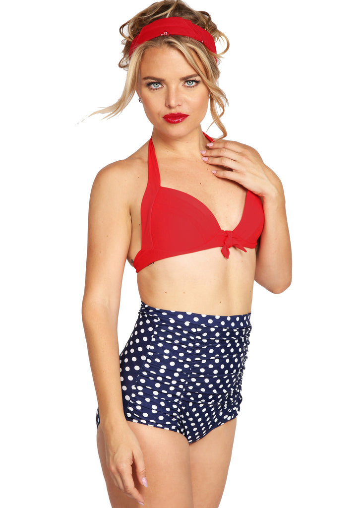 Pünktchen Pin Up Bikini mit hoher Taille