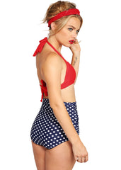 Pünktchen Retro Bikini mit hoher Taille