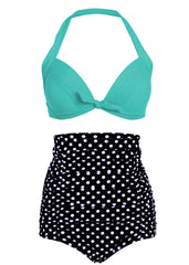 Pünktchen Retro Bikini mit hoher Taille