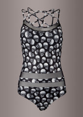 Schwarzer Totenkopf Badeanzug