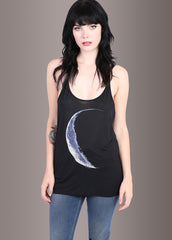 Schwarzes Mond Print Moonchild Loose Fit Tank Top