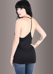 Schwarzes Mond Print Moonchild Loose Fit Tank Top