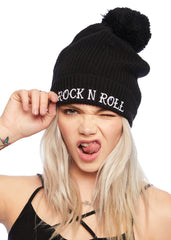 Schwarze Rock n Roll Strickmütze