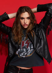 Lederimitat Jacke mit Fransen