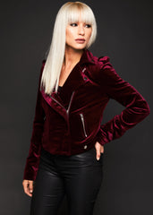 Weinrote Damen Samtjacke