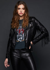 Lederimitat Jacke im Biker Stil