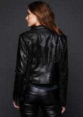 Damen Lederimitat Jacke im Biker Stil  