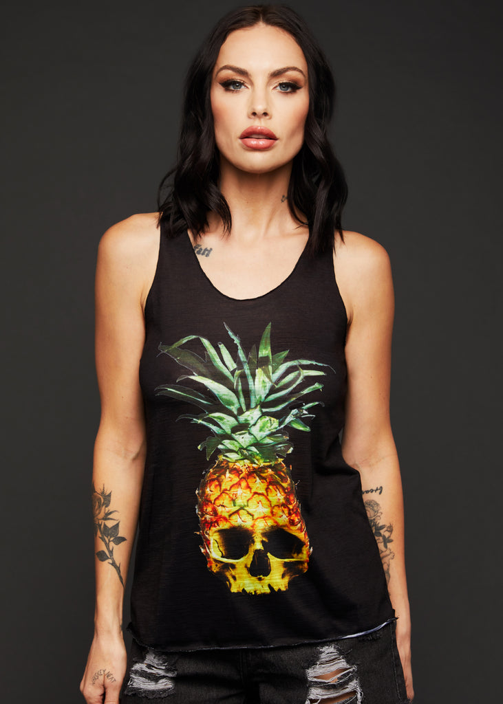 Damen Totenkopf Ananas Top