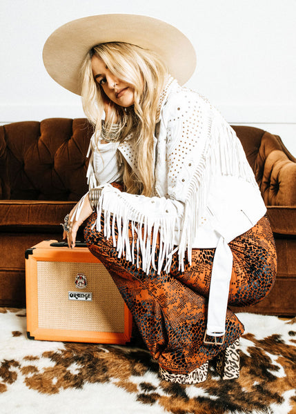 Lederimitat Jacke mit Fransen