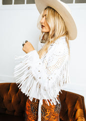 Weiße Fransenjacke